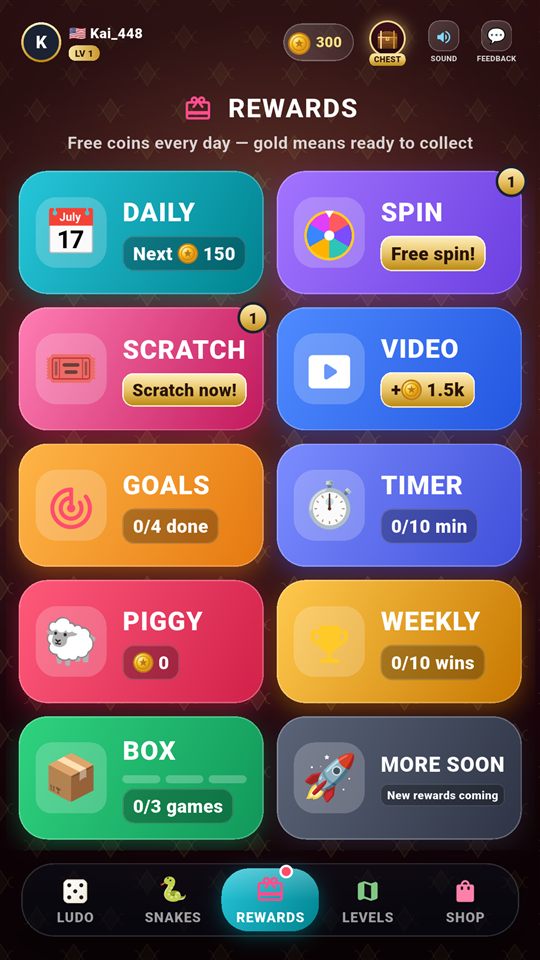 Rewards tab
