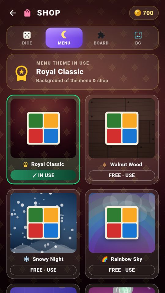 Animated menu themes